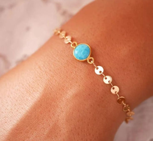 Fashion Delicate Blue Color Stone Bracelet For Women Crystal Chain Bangle Custom Jewelry